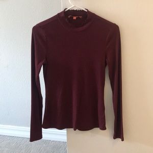 Ruffle Mock Neck Tee